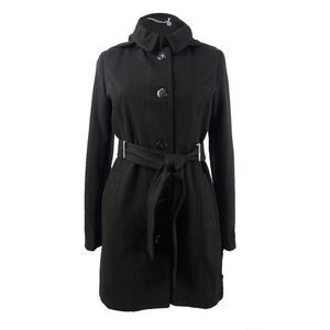 Calvin Klein Women's Hooded Belted Coat - Black